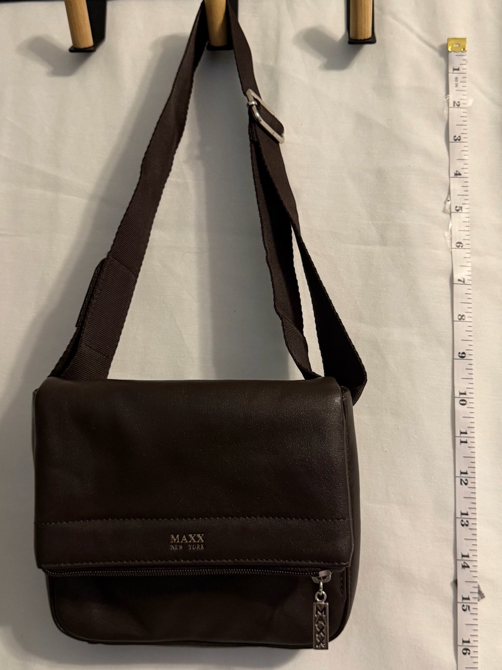 Maxx New York Dark Brown Leather Messenger Bag